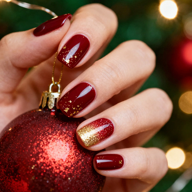 Nail Art Red Wine - 24 Uñas Postizas Color Vino Tinto,