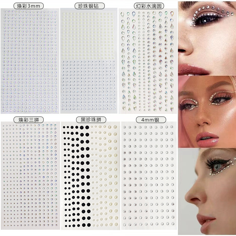 Rhinestone Nail Gem - Diamantes de imitación blancos, 2mm, 3mm,