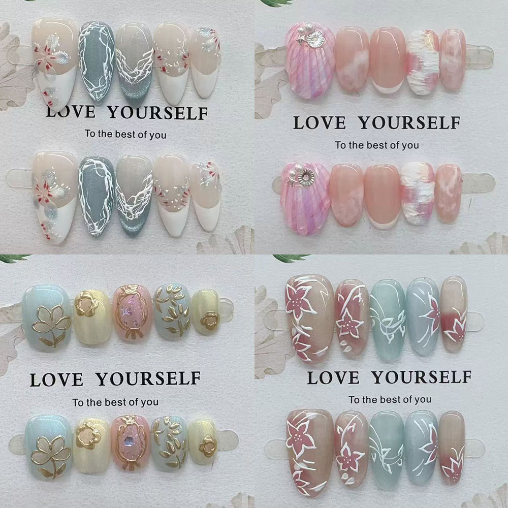 Nail Art Elegant - Uñas Postizas Elegantes con Diseño Floral