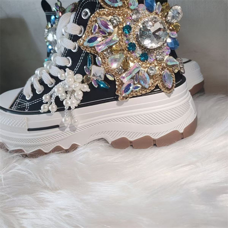 Zapatos de lona con flecos y d - Rhinestone Nail Gem reseña y precio
