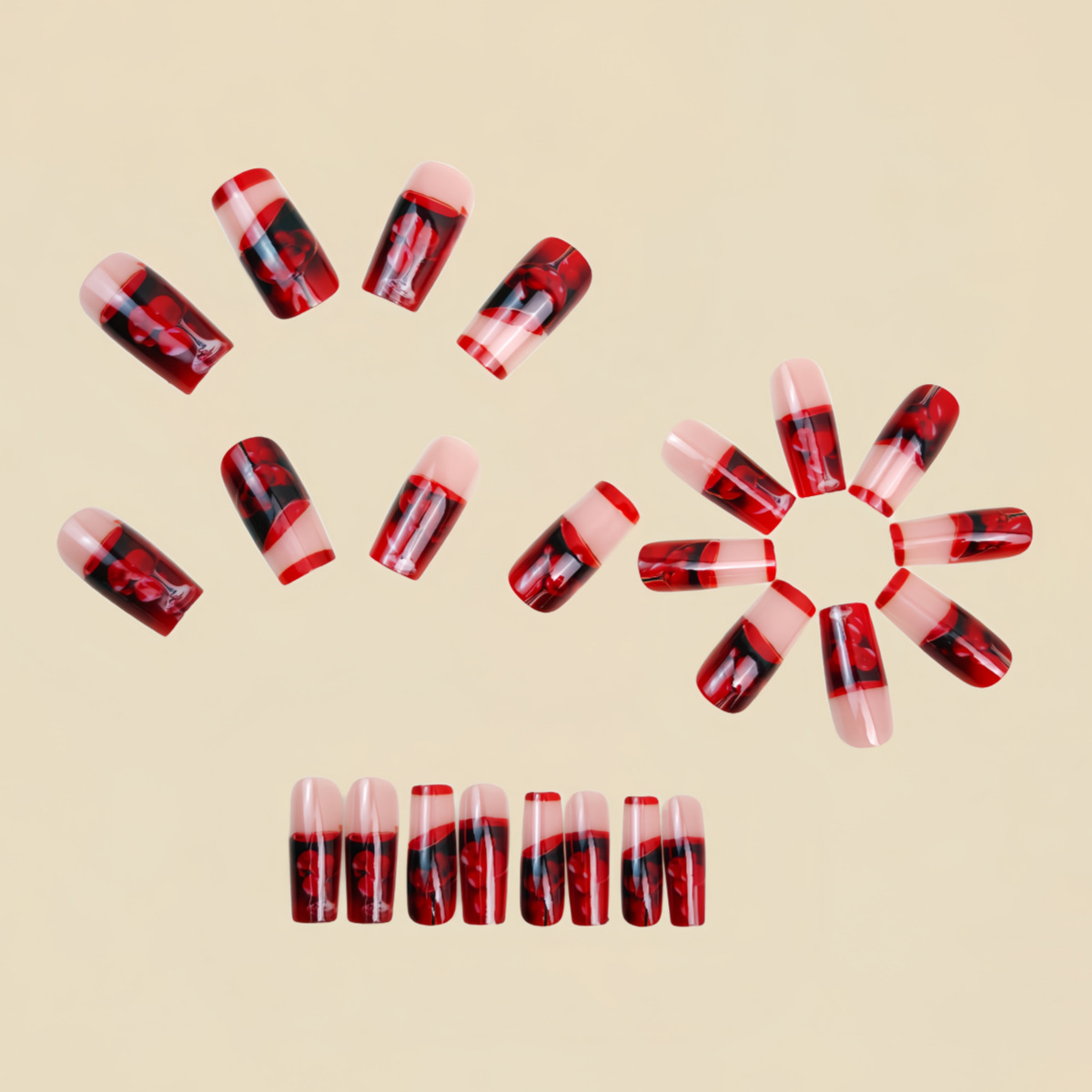 Uñas postizas medianas y larga - Nail Art Red Wine reseña y precio
