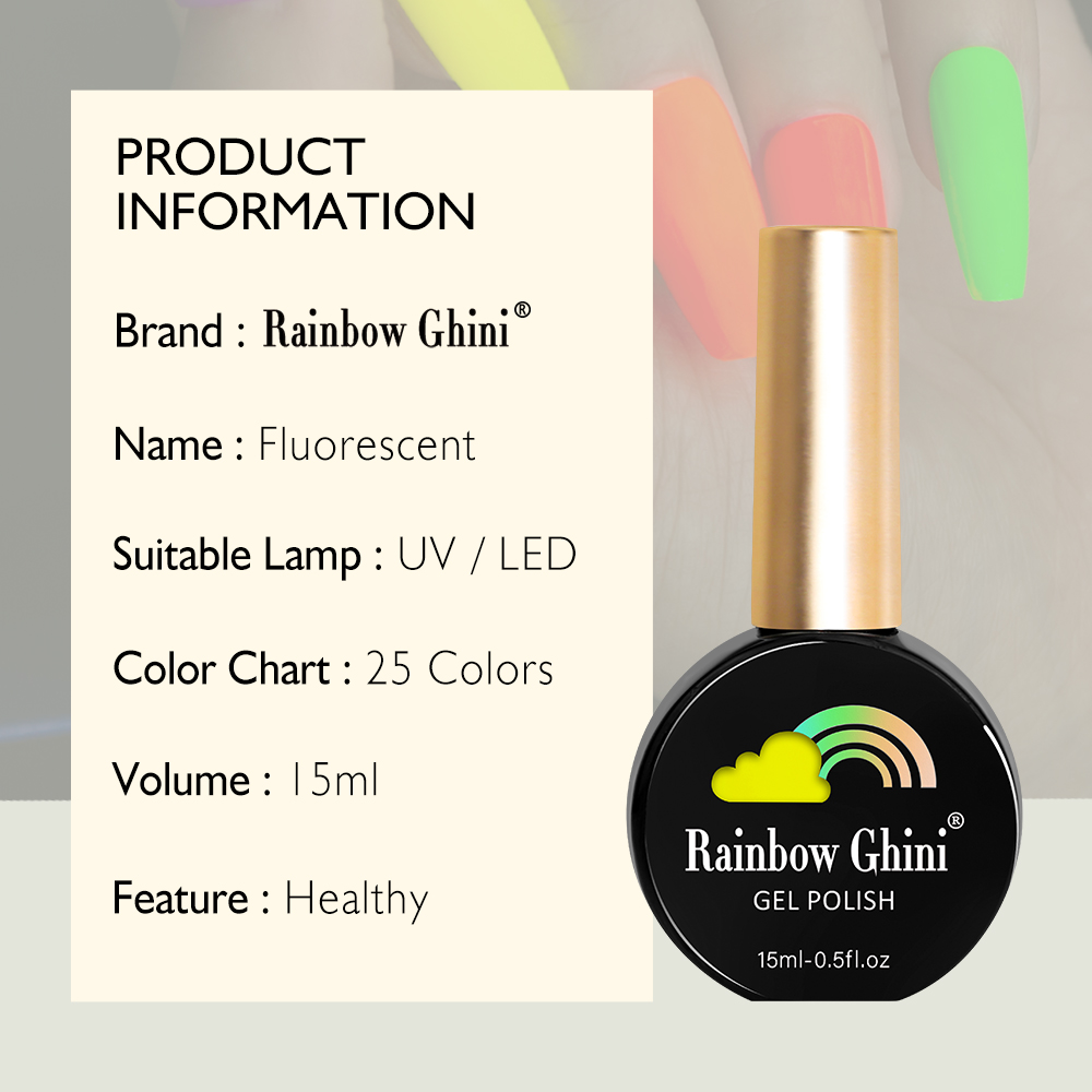 Esmalte de Gel Fluorescente RG - Nail Art Rainbow reseña y precio
